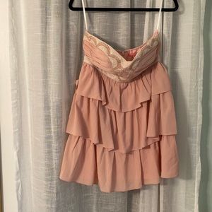 Ruffled, tiered dusty pink dress